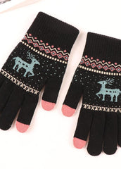 Cartoon Elk Pattern Gloves
