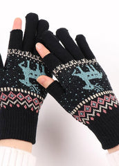 Cartoon Elk Pattern Gloves