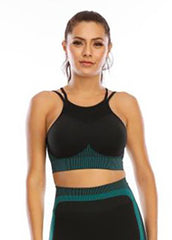 Double Straps Striped Sports Bra