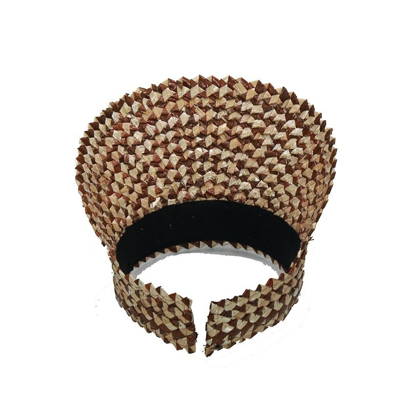 Boho Hat, Sun Hat, Beach Hat, Shade Visor Beige Straw Cap, Two-tone Black Coffee