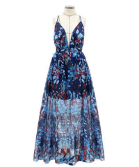 Sleeveless Sexy Summer Deep V neck Maxi Dress