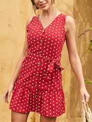Women's Dresses Retro Polka Dot Chiffon Waist Slimming Mini Dress