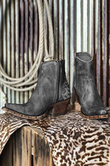 Zipper Rivets Chunky Heel Boots