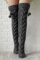 Pom Pom Over The Knee Stockings
