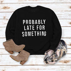 Casual Round Neck Something Printed Sweatshirt