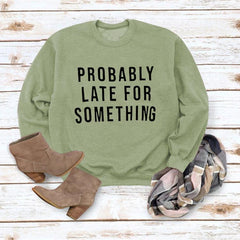 Casual Round Neck Something Printed Sweatshirt
