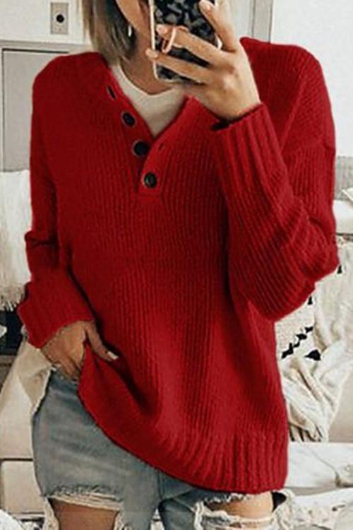 Button O Neck Sweater