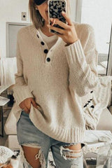 Button O Neck Sweater