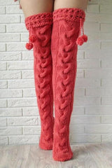 Pom Pom Over The Knee Stockings