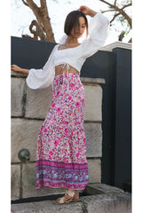 Boho Skirt, Hippie Skirts, Maxi Skirt, Esme Flower in Yellow Green