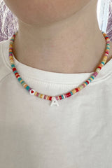Boho Personalized Custom Necklace, Shell  Choker, White Pearl Letter & Heart