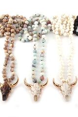 Boho Necklace, RH Amazonite Horn Natural Green Stone