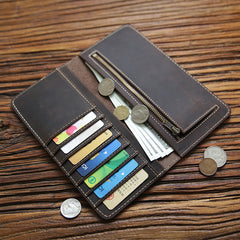 Retro Horse Leather Green Men's Long Ultra-thin Simple Layer Cowhide Fashion Purse