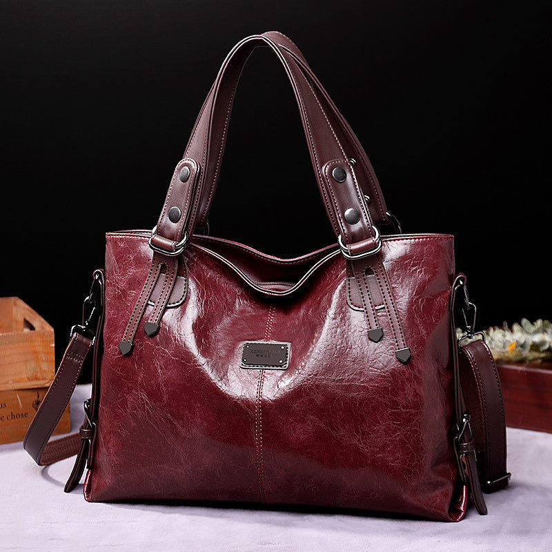 Retro Fashion Casual Soft Leather Shoulder Large Women's Tote Bags