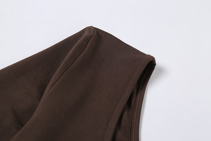 Solid Color Round Neck Long Sleeve Bodycon Jumpsuit