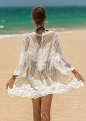 Lace See Through Solid Color Beach Cover Up