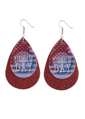 Cute Flag Day Theme Printed Flag Water Drop Earrings
