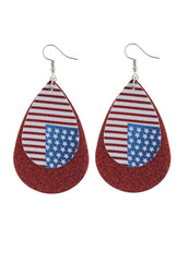 Cute Flag Day Theme Printed Flag Water Drop Earrings
