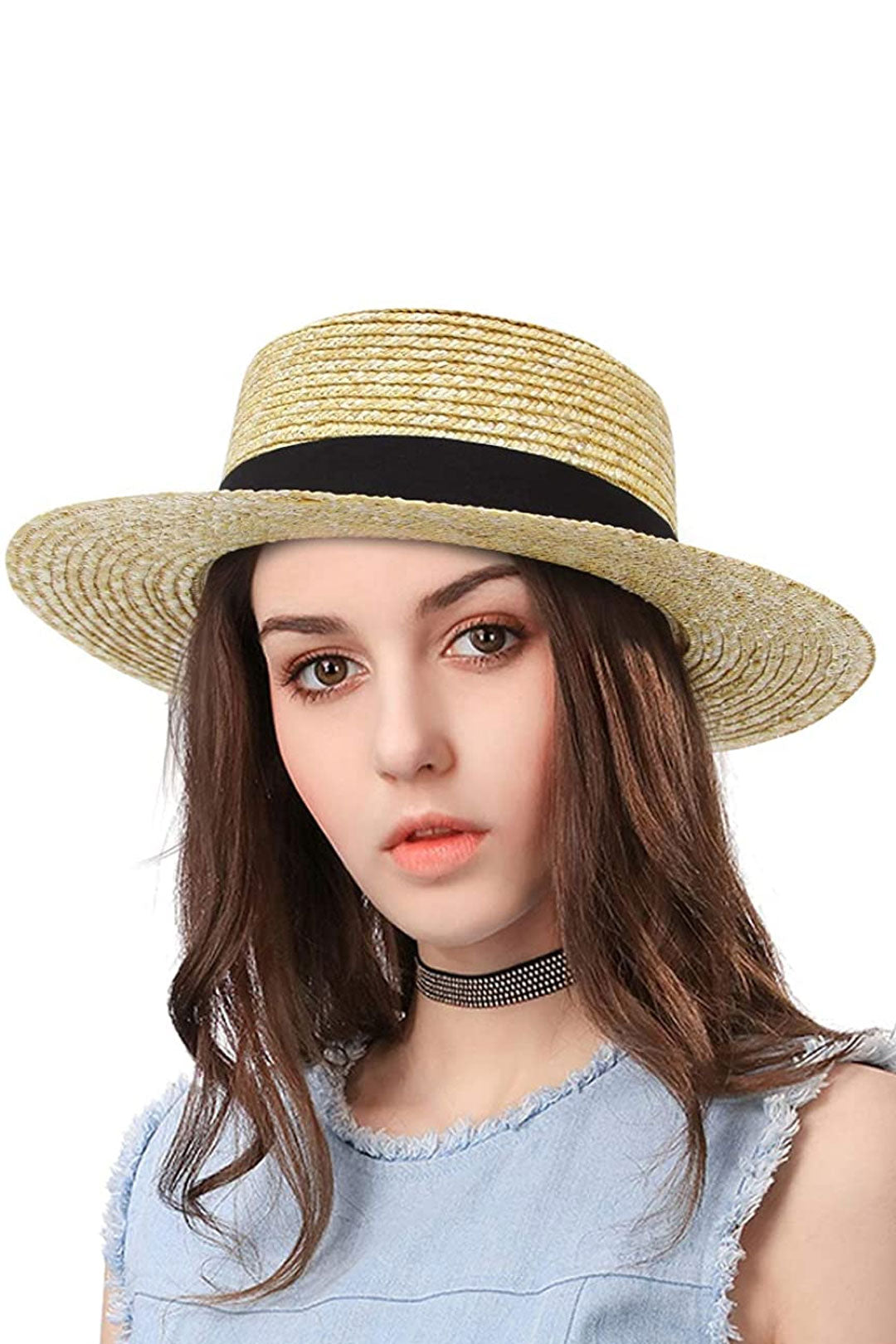 Boho Hat, Sun Hat, Beach Hat, Straw Hat, Sun Bee Black Pink