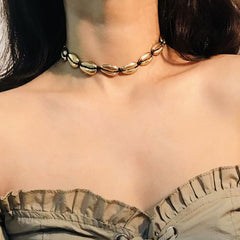 Boho Necklace, White Puka Shell, White Ocean