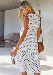 Dot V Neck Sleeveless Dress