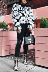 Mix Color Faux Fur Coat