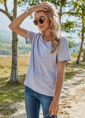 Cross Straps Back Short Sleeve Round Neck T-shirt
