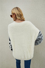Round Neck Knit Fleece Sweater