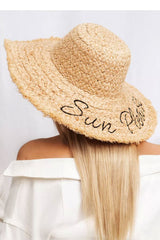 Boho Hat, Sun Hat, Beach Hat, Wide Brim Raffia Hat, Beige Sun Please