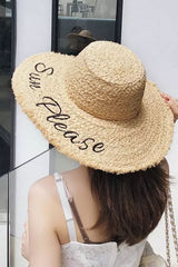 Boho Hat, Sun Hat, Beach Hat, Wide Brim Raffia Hat, Beige Sun Please