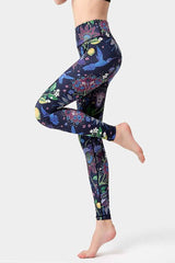 Yoga Legging, Yoga Pants, Boho Legging, Tight with Pocket Forrest in Blue Bird