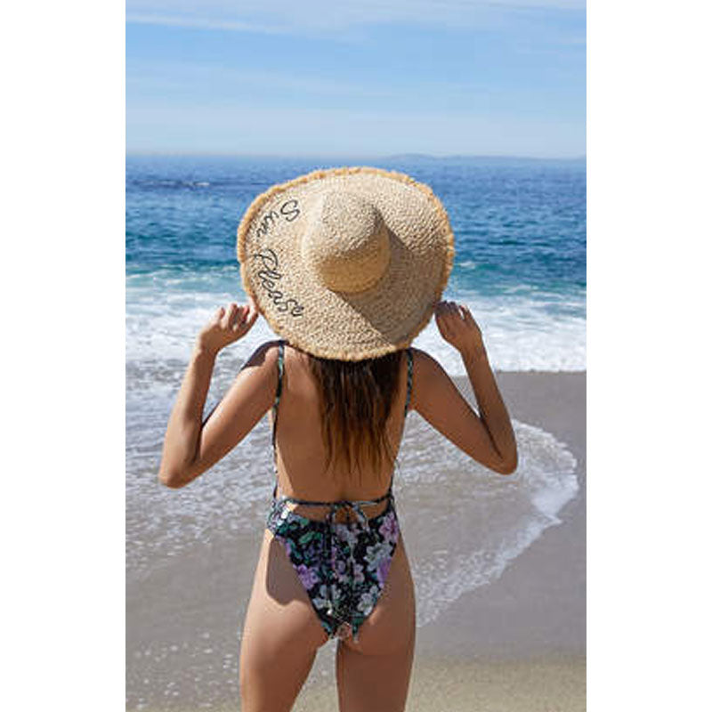 Boho Hat, Sun Hat, Beach Hat, Wide Brim Raffia Hat, Beige Sun Please