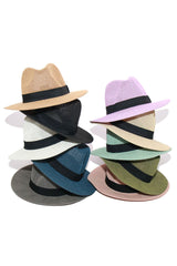 Boho Hat, Grass Fedora Hat, Stella Black Ribbon