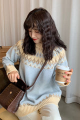 Boho Sweater, Knit Sweater, Love Milky Blue