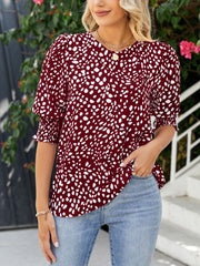 Women's T-Shirts Loose Printed Short Sleeve Chiffon Round Neck T-Shirt