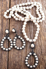Boho Necklace, Jewelry Set, RH Turquoise White Blue Natural Stone