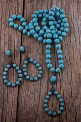 Boho Necklace, Jewelry Set, RH Turquoise White Blue Natural Stone