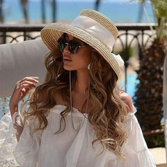 Boho Hat, Straw Hat, Floppy Vintage Hat, Linda White BLack Bow