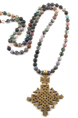 Boho Necklace, RH Tiger Eye, Ethic Black Natural Stone