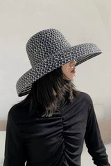 Boho Hat, Beach Hat, Wide Brim Vinatge Hat Leah Black Grey Silver