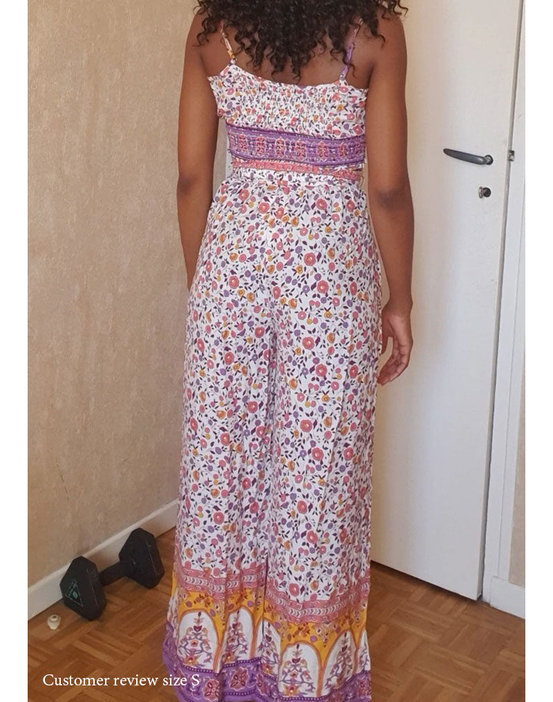 Boho Two Piece Set, Two Piece Pants Set, Pink Little Flower