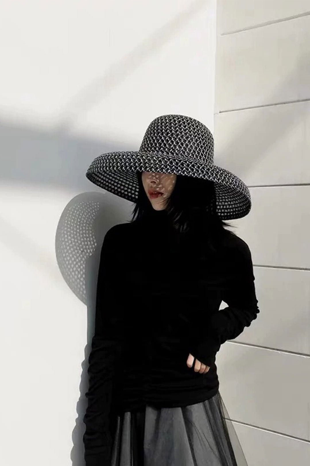 Boho Hat, Beach Hat, Wide Brim Vinatge Hat Leah Black Grey Silver