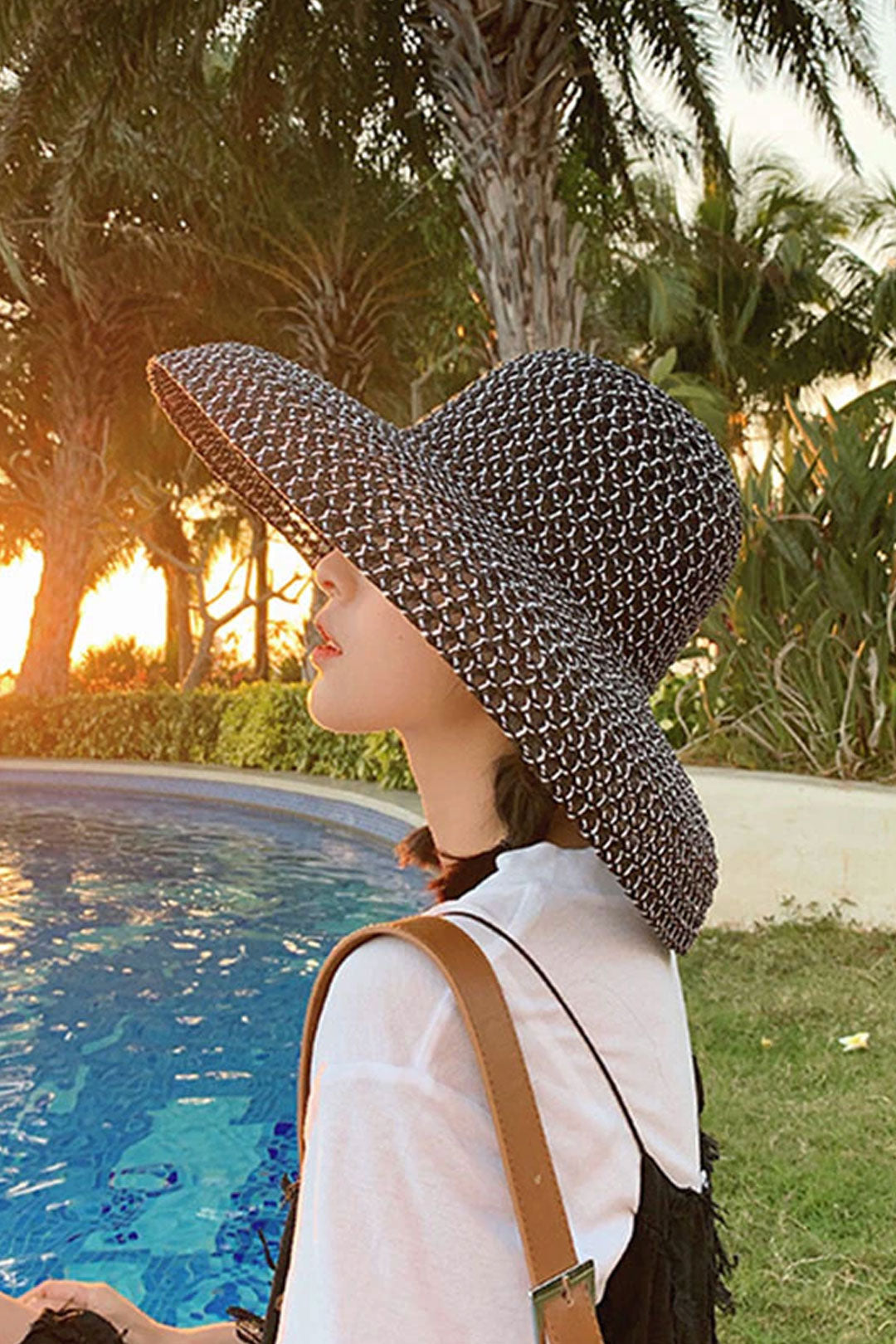 Boho Hat, Beach Hat, Wide Brim Vinatge Hat Leah Black Grey Silver