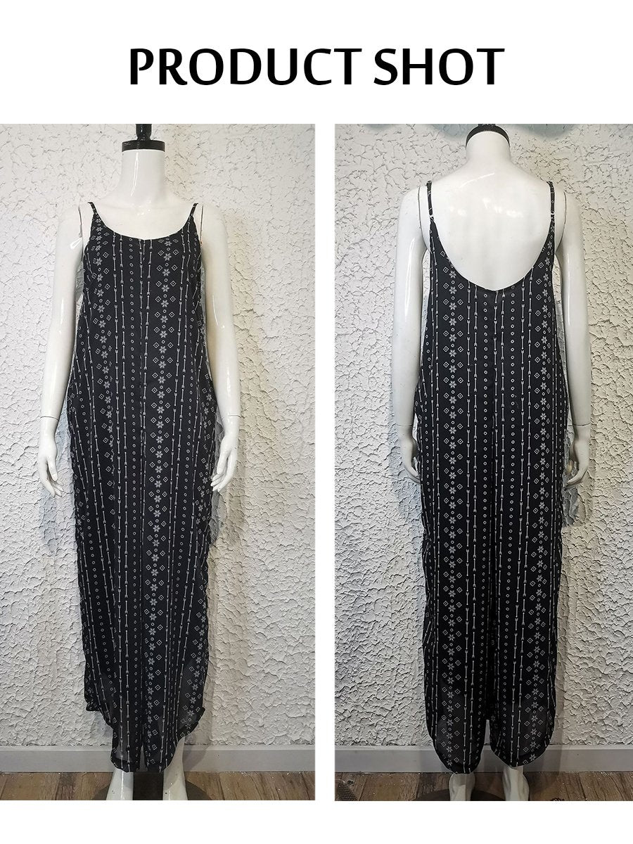 Round Neck Spaghetti Strap Casual Loose Jumpsuit
