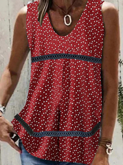 Casual Sleeveless Round Neck Printed Loose Blouse Top