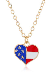 Cute Flag Day Theme Love Shape Necklace