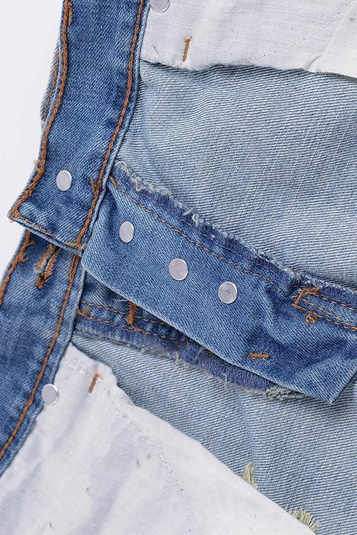 Ripped Button Denim Shorts