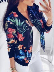 Print Long Sleeve Short Jacket Coat