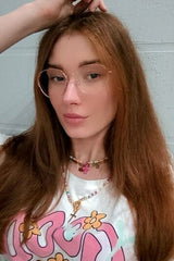 Boho Necklace, Seed Bead Layered Choker, Double Cross