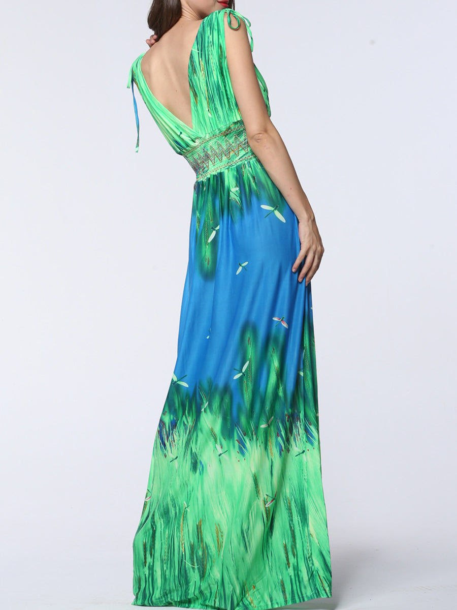 Slimming Alluring Sexy Deep V-Neck Maxi Dress